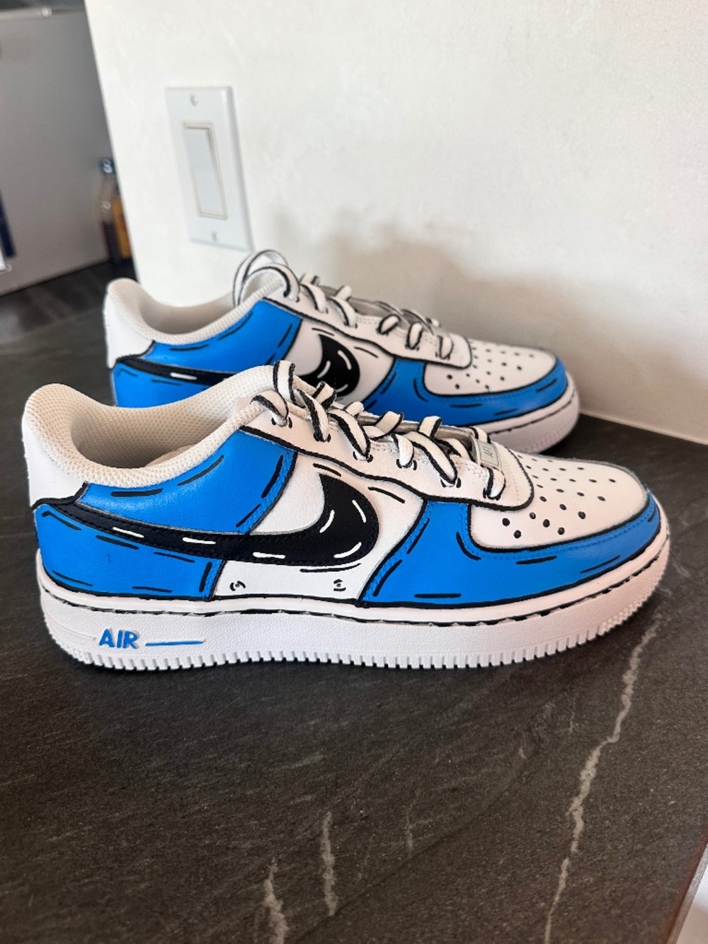 Custom Nike Air Force 1 Cartoon Sneakers - 5Y